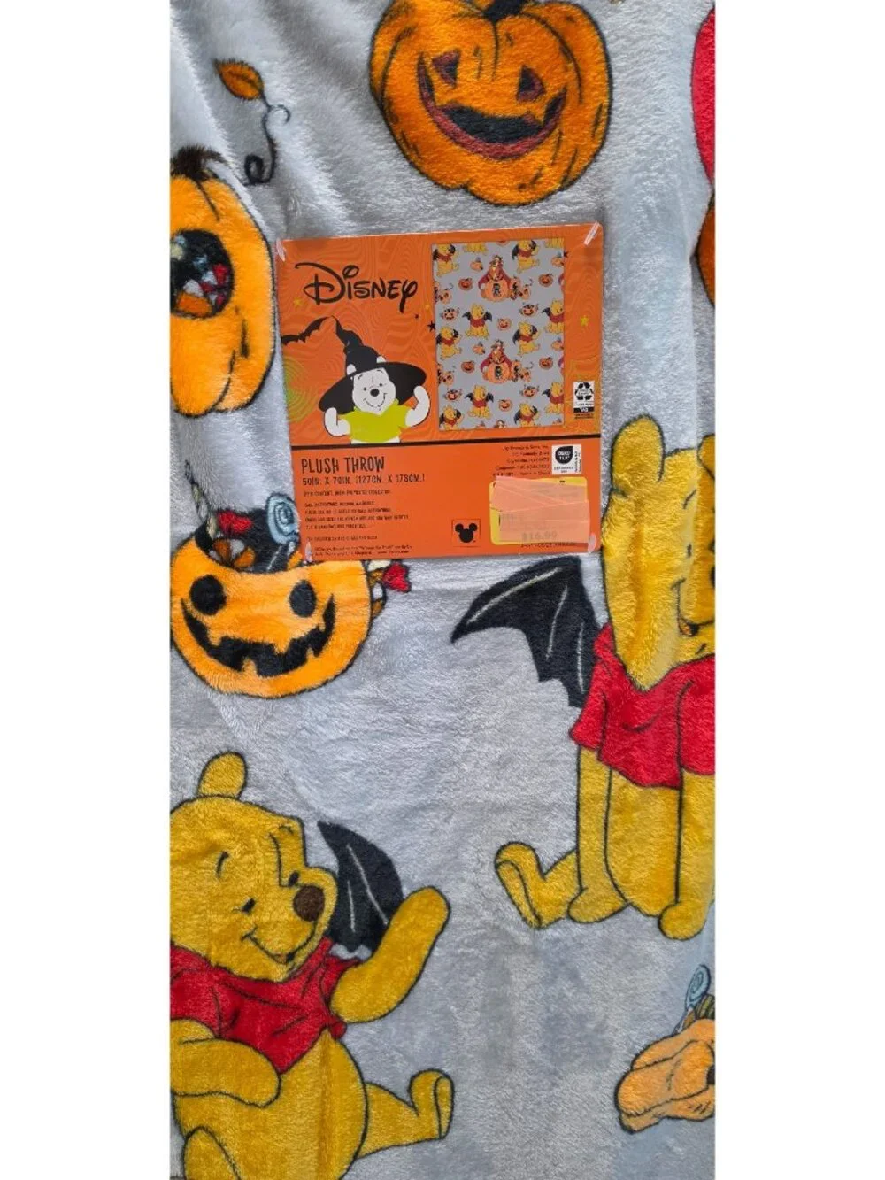 Disney Winnie the Pooh Pumpkins Halloween Plush Throw Blanket